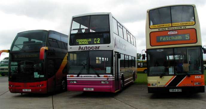 Autocar Scania N113DRB East Lancs OSJ1X, Cedars Ayats Bravo I Y4CCC and Brighton & Hove Dennis Trident Plaxton 864