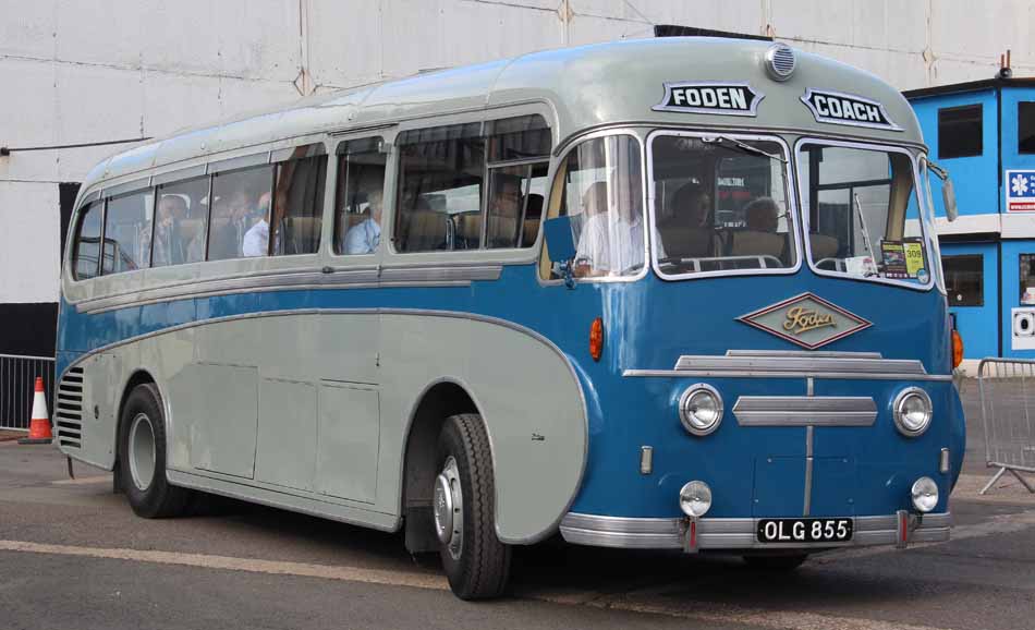 Foden PVRF6 Plaxton band coach OLG855