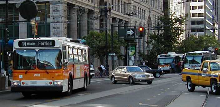 San Francisco New Flyer E60HF trolley 7031